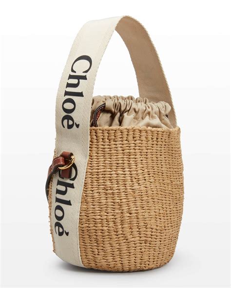 chloe woody beach bag|chloe woody raffia bucket bag.